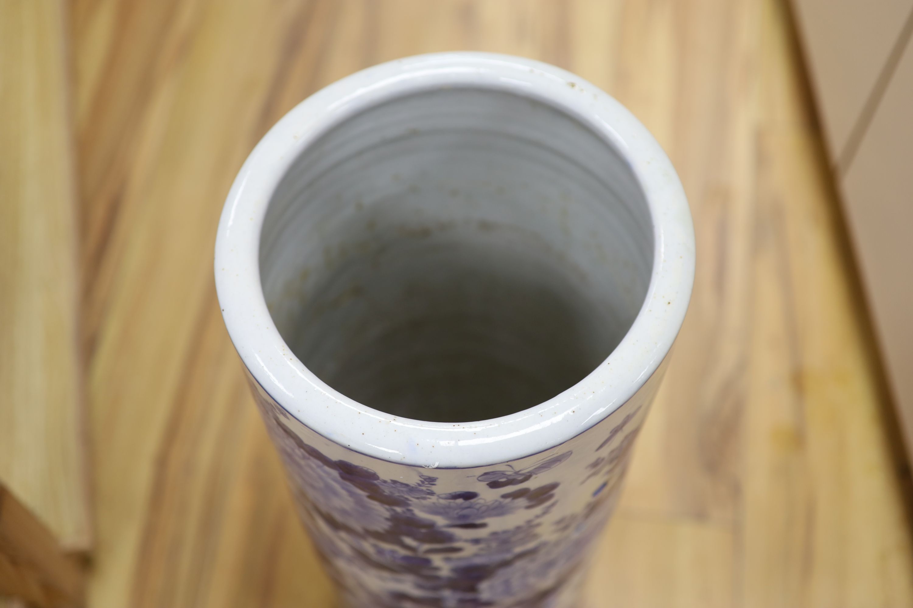 A Japanese blue and white porcelain stick stand